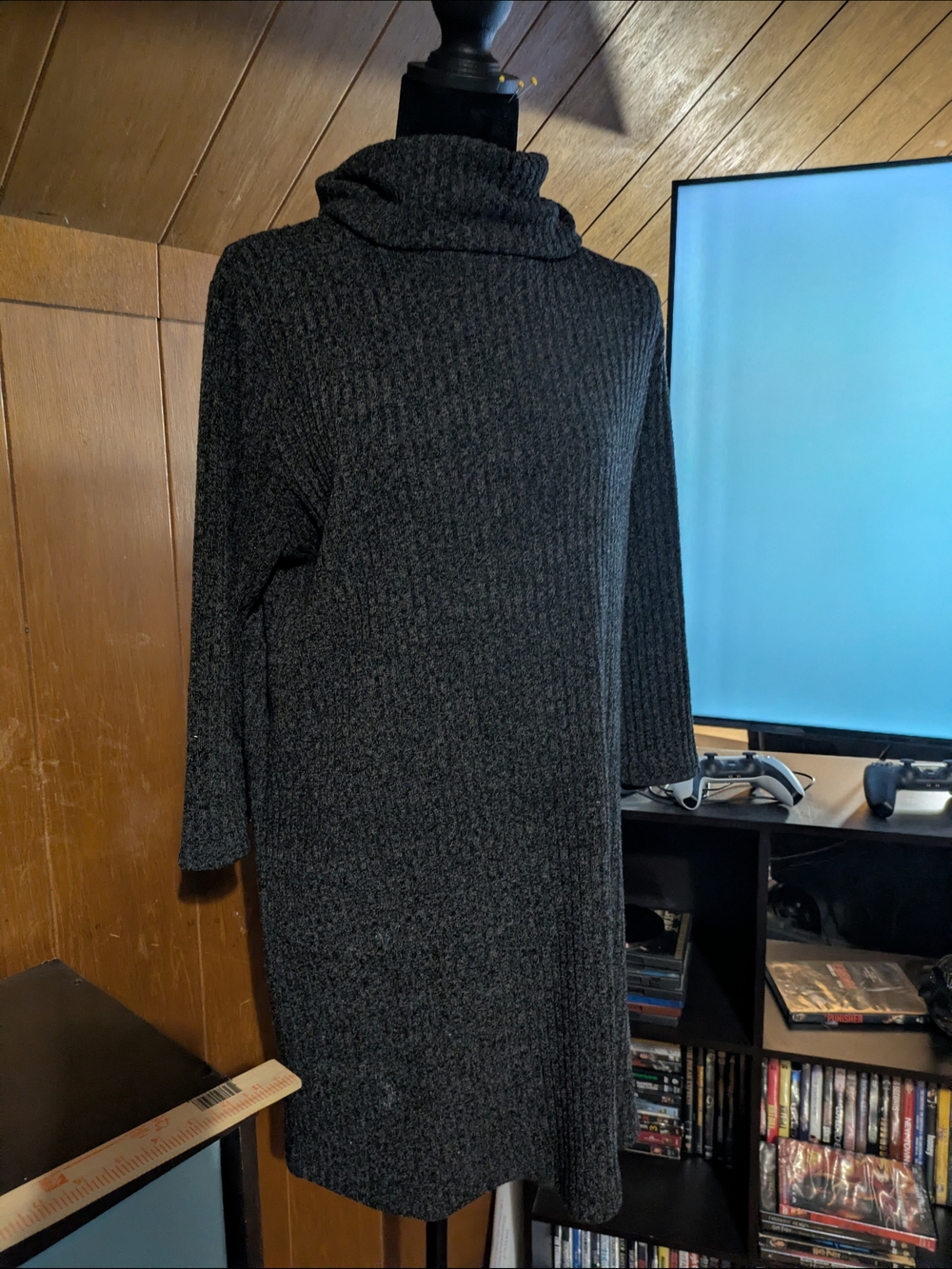 Cozy Charcoal Turtleneck Sweater Dress Gray Coquette Goth Whimsigrunge Dark Acad